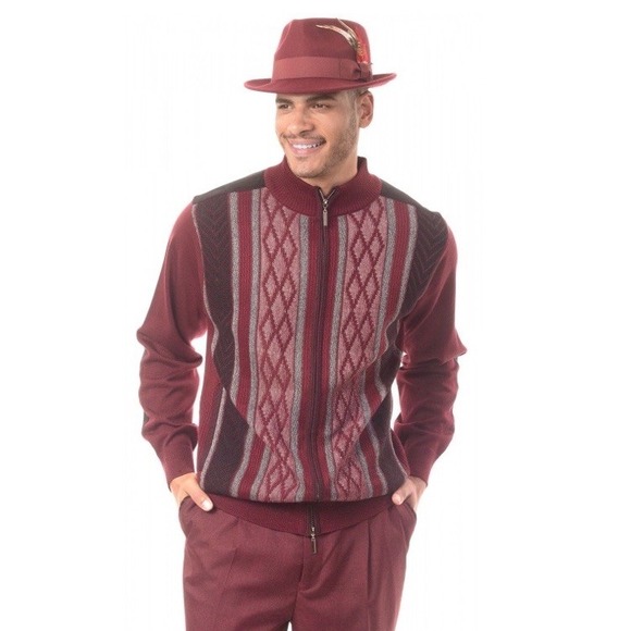 Montique - Coogie Style Cardigan Sweater MultiColor Striped Full Zip - Men's XL